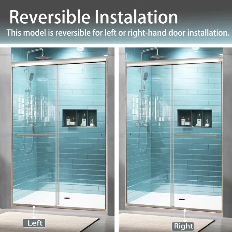44-48 in.W x 72 in.H Semi-Frameless Sliding Shower Door Clear SGCC Tempered Glass.