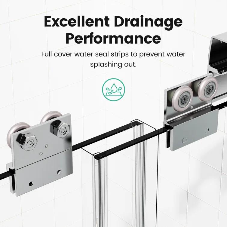 44-48 in.W x 72 in.H Semi-Frameless Sliding Shower Door Clear SGCC Tempered Glass.