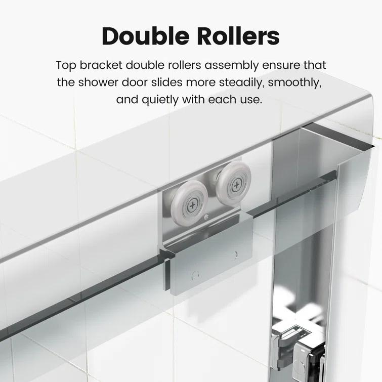44-48 in.W x 72 in.H Semi-Frameless Sliding Shower Door Clear SGCC Tempered Glass.