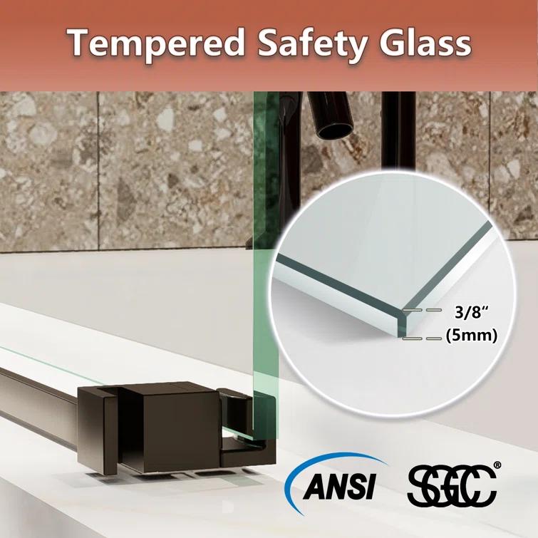 LONNI-STYLE 56 - 60 in. W x 58 in. H Frameless Sliding Bathtub Door  with Clear SGCC Tempered Glass LONY6058S04CMB