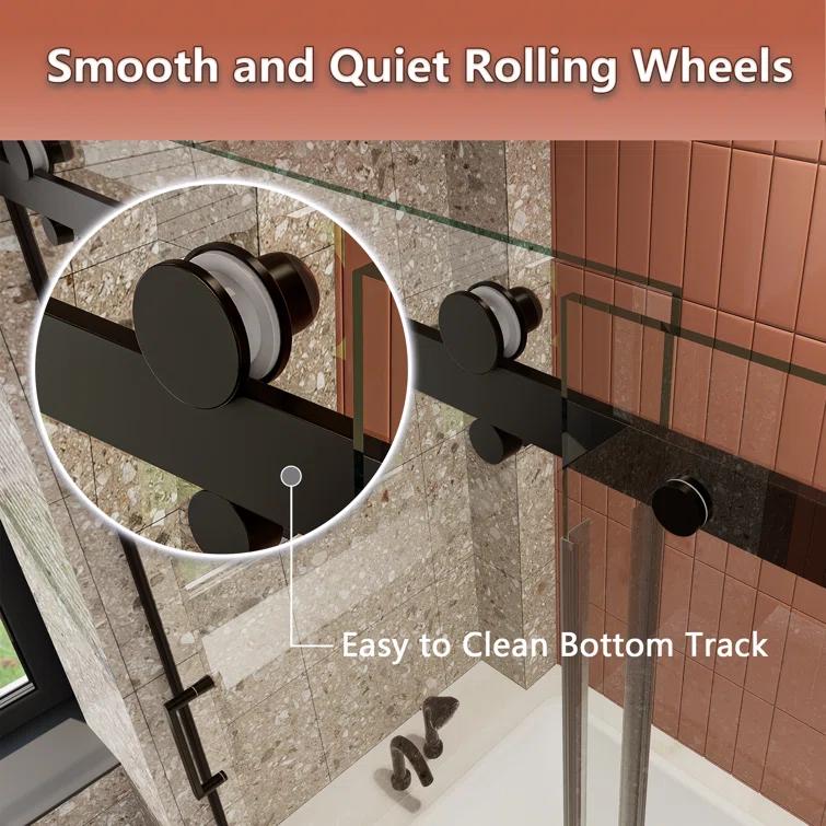 LONNI-STYLE 56 - 60 in. W x 58 in. H Frameless Sliding Bathtub Door  with Clear SGCC Tempered Glass LONY6058S04CMB