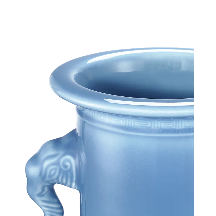 Sky Blue Porcelain Elephant Handle Decorative Vase