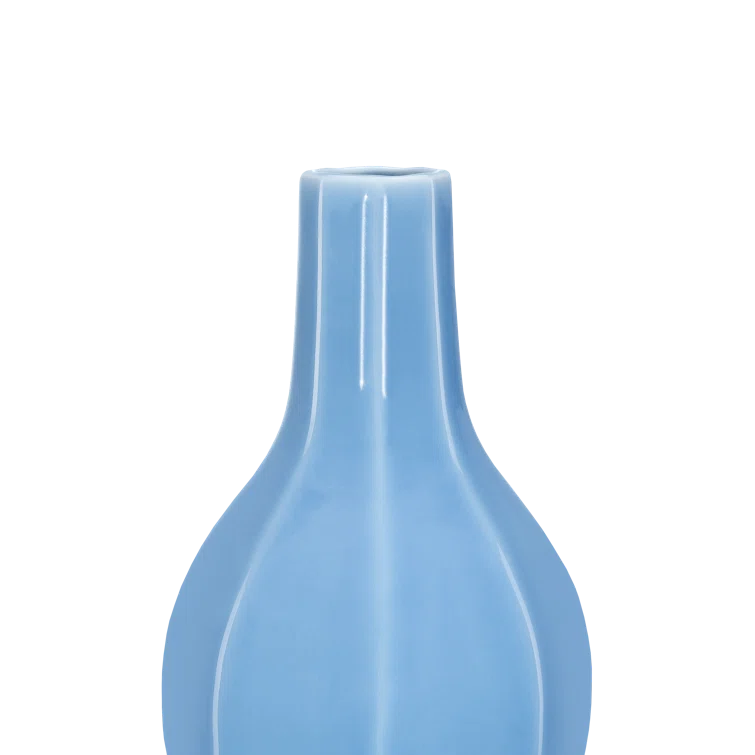 Sky Blue Porcelain Octagonal Decorative Table Vase