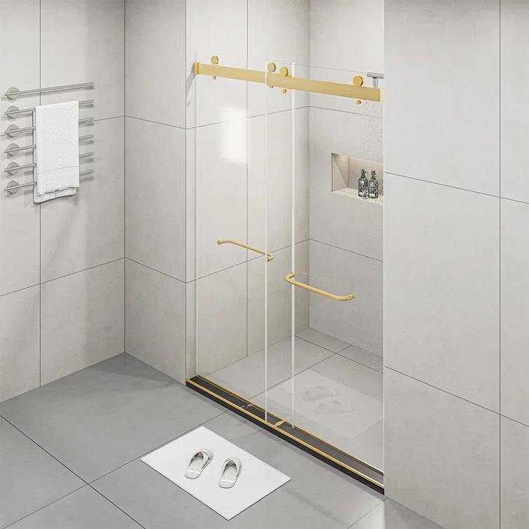 Dimorphos Frameless Sliding Glass Shower Doors with 3/8"(10mm) Clear Tempered Glass 11DD701957Q
