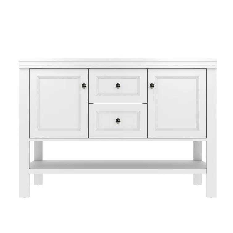48" Double Sink Bathroom Vanity Base Only with Drawers and Shelves, Sink Not Included