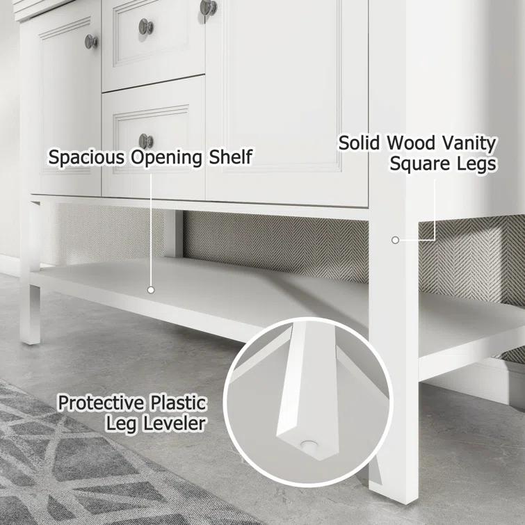 48" Double Sink Bathroom Vanity Base Only with Drawers and Shelves, Sink Not Included