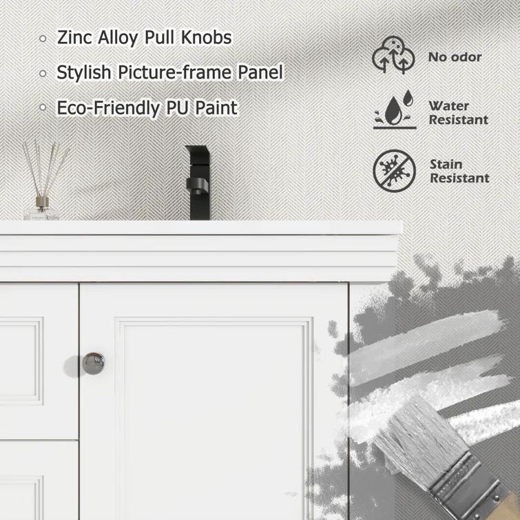 48" Double Sink Bathroom Vanity Base Only with Drawers and Shelves, Sink Not Included