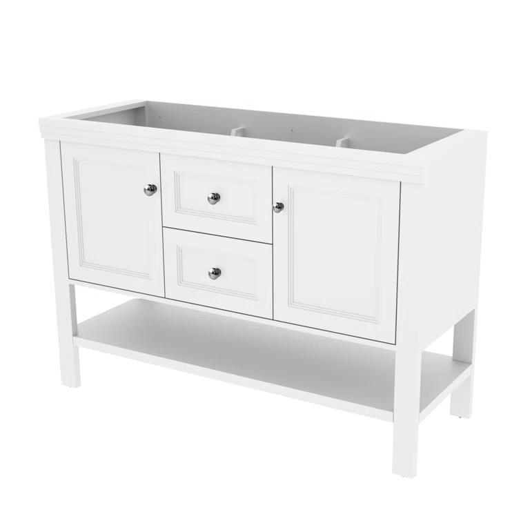 48" Double Sink Bathroom Vanity Base Only with Drawers and Shelves, Sink Not Included