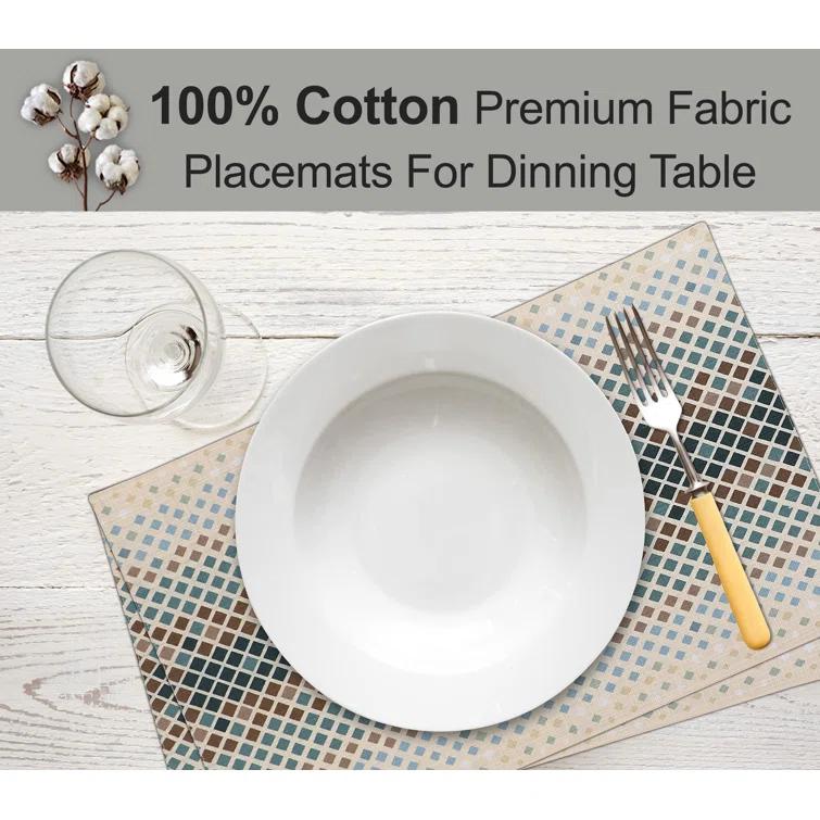 Ruvanti Dining Table Rectangle Placemats 100% Cotton Multi Pattern 13x19 Inches (Set of 6)