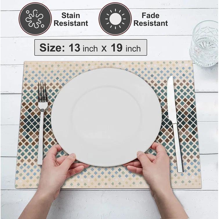 Ruvanti Dining Table Rectangle Placemats 100% Cotton Multi Pattern 13x19 Inches (Set of 6)