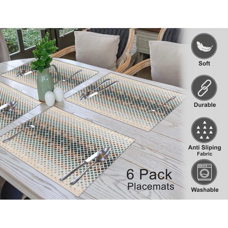 Ruvanti Dining Table Rectangle Placemats 100% Cotton Multi Pattern 13x19 Inches (Set of 6)