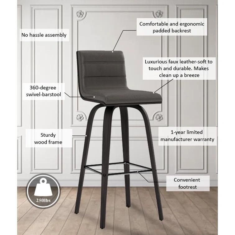 Biance Solid Wood Swivel Bar & Counter Stool