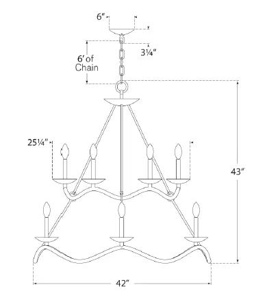 Nickel Crystal Candle 43" Plug-in Chandelier