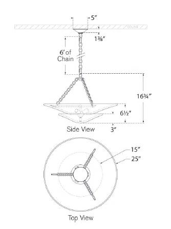 Mollino Bronze 3-Light Chandelier with Plaster Finish