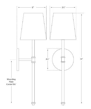 Exquisite Brass and Crystal 19" Direct Wired Sconce with Paper Shade