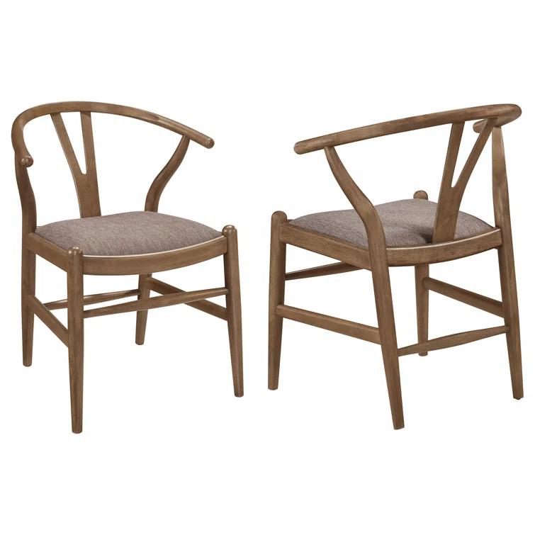 Dinah Danish Y-Shaped Back Dining Side Chair Walnut And Brown (Set Of 2)