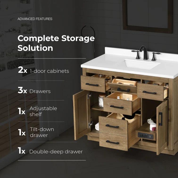 OVE Decors Bailey 42" Single Bathroom Vanity with Premium Countertop