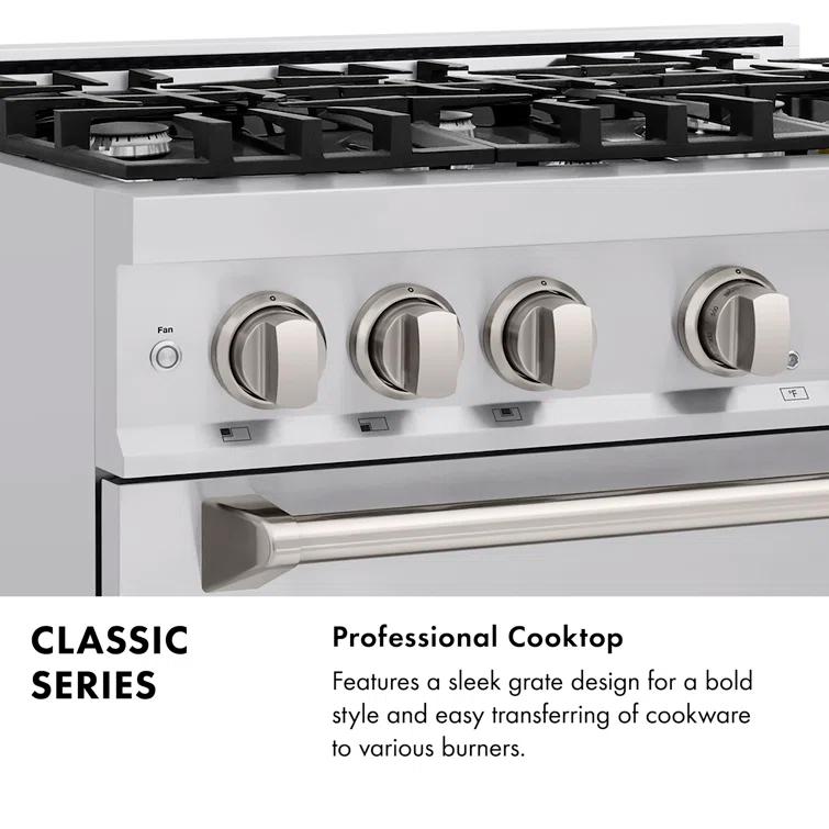 ZLINE ZLINE 36 in. 5.2 cu. ft. Classic Dual Fuel Range W/ 6 Burner Gas Cooktop & Electric Convection Oven in Stainless Steel (CDR36) CDR36