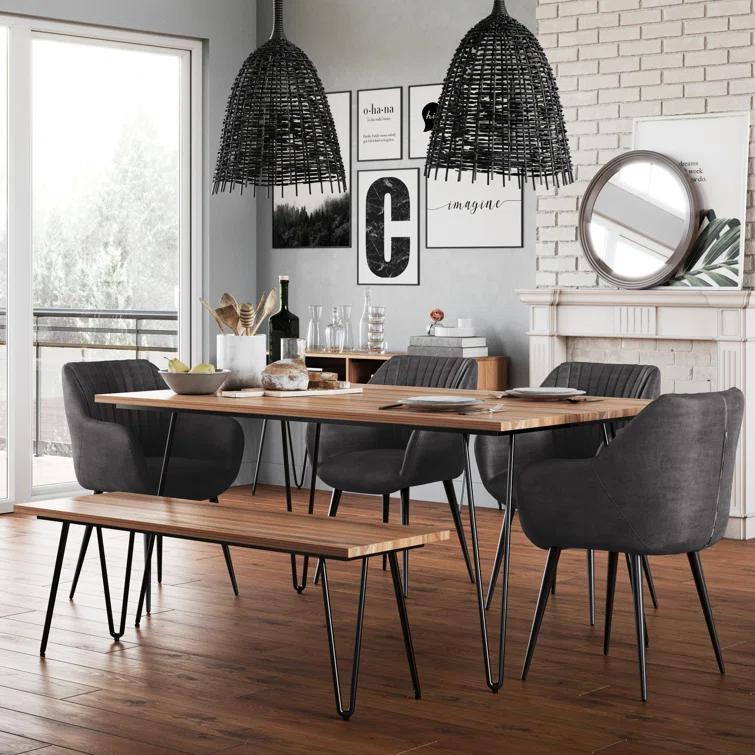Hunter Solid Mango Wood Dining Table, Industrial Style