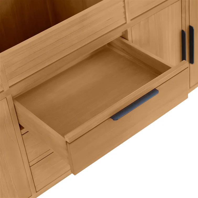 Hoult 72 in. Natural Teak Double Bathroom Vanity with Quartz Top