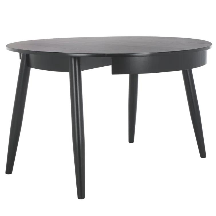 Black Round Reclaimed Wood Extendable Dining Table