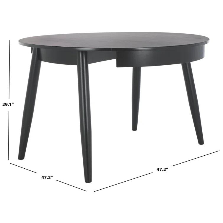 Black Round Reclaimed Wood Extendable Dining Table