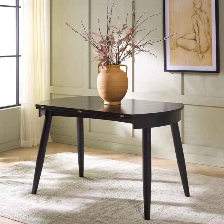 Black Round Reclaimed Wood Extendable Dining Table