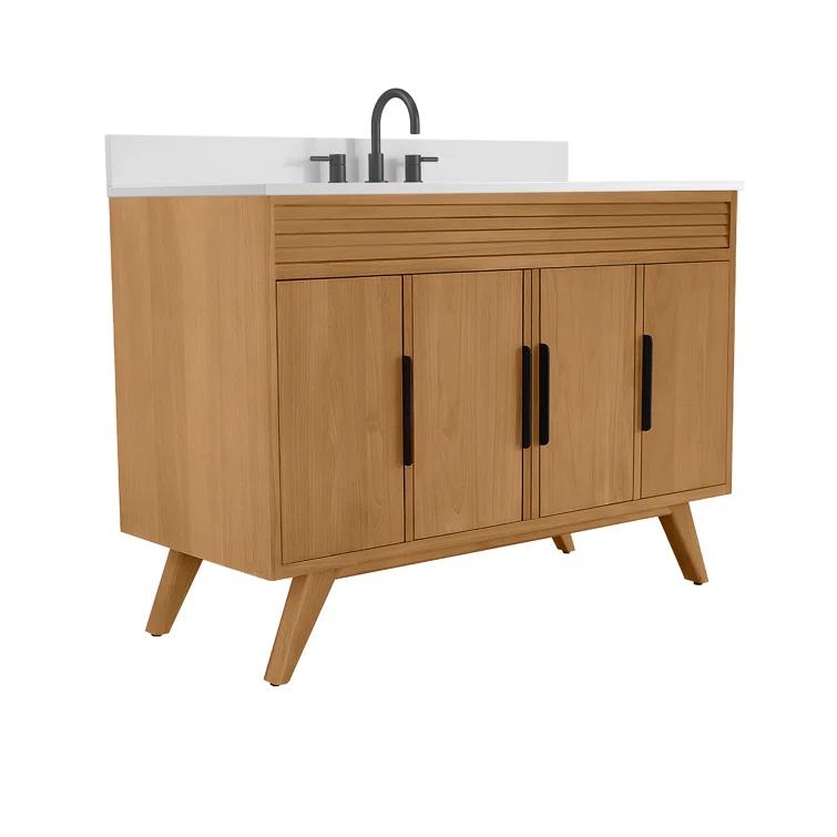 Taylor 48 in. Single Natural Teak Bathroom Vanity with Quartz Top