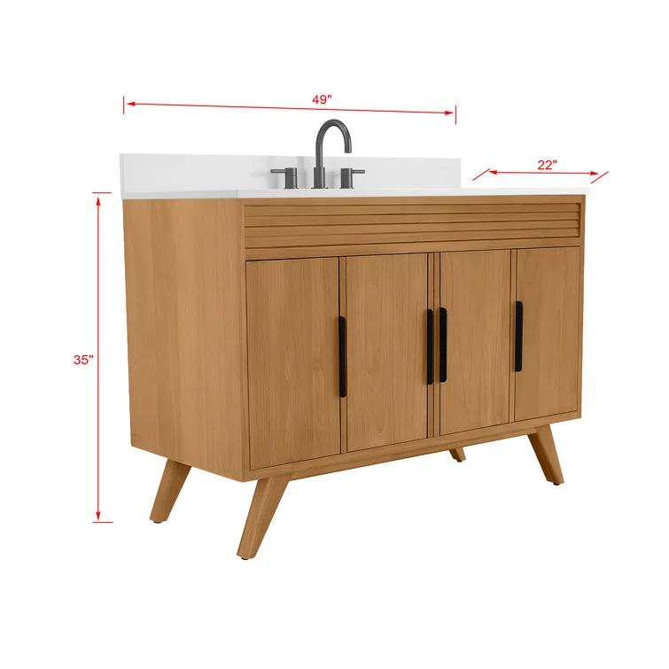 Taylor 48 in. Single Natural Teak Bathroom Vanity with Quartz Top