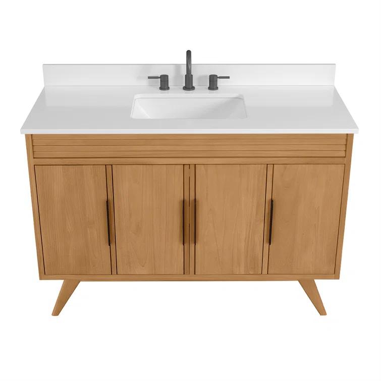 Taylor 48 in. Single Natural Teak Bathroom Vanity with Quartz Top