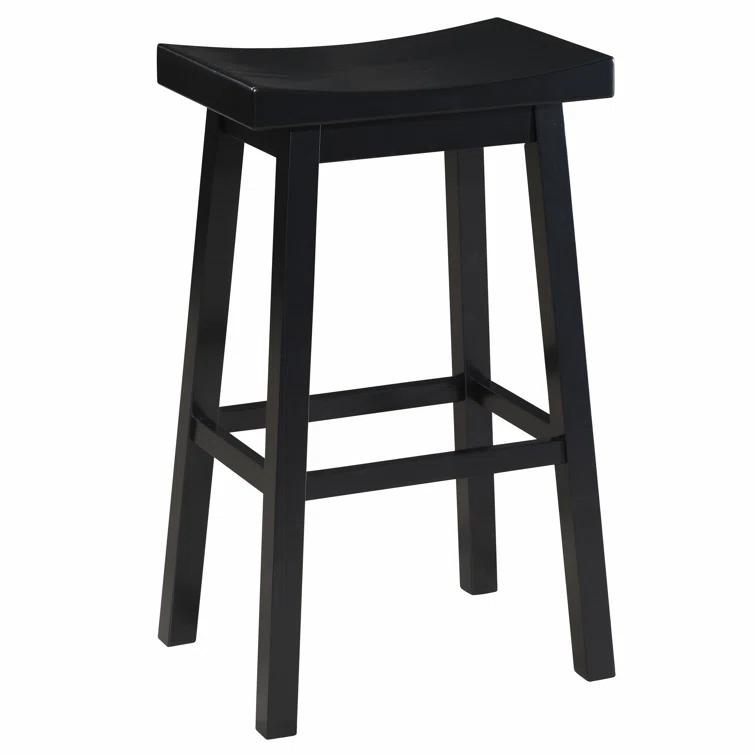 LuXeo Lakewood Solid Wood Saddle Barstool (Set of 2)
