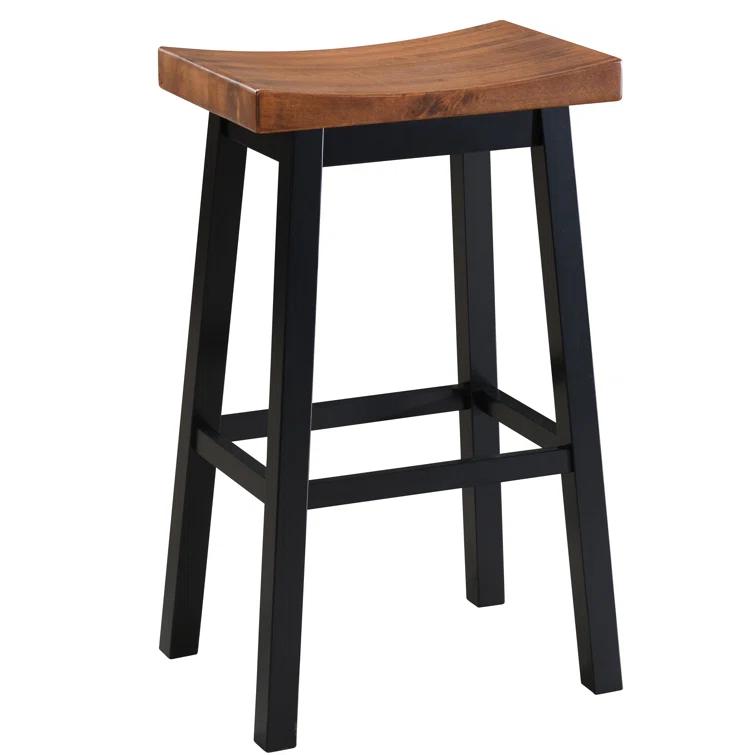 LuXeo LuXeo Lakewood Solid Wood Saddle Barstool (Set of 2)