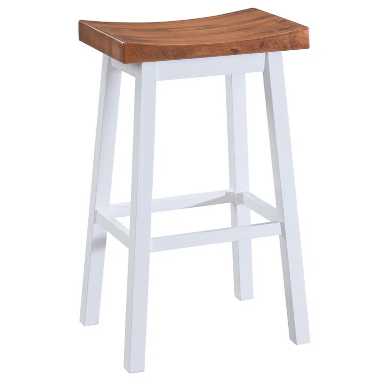LuXeo Lakewood Solid Wood Saddle Barstool (Set of 2)