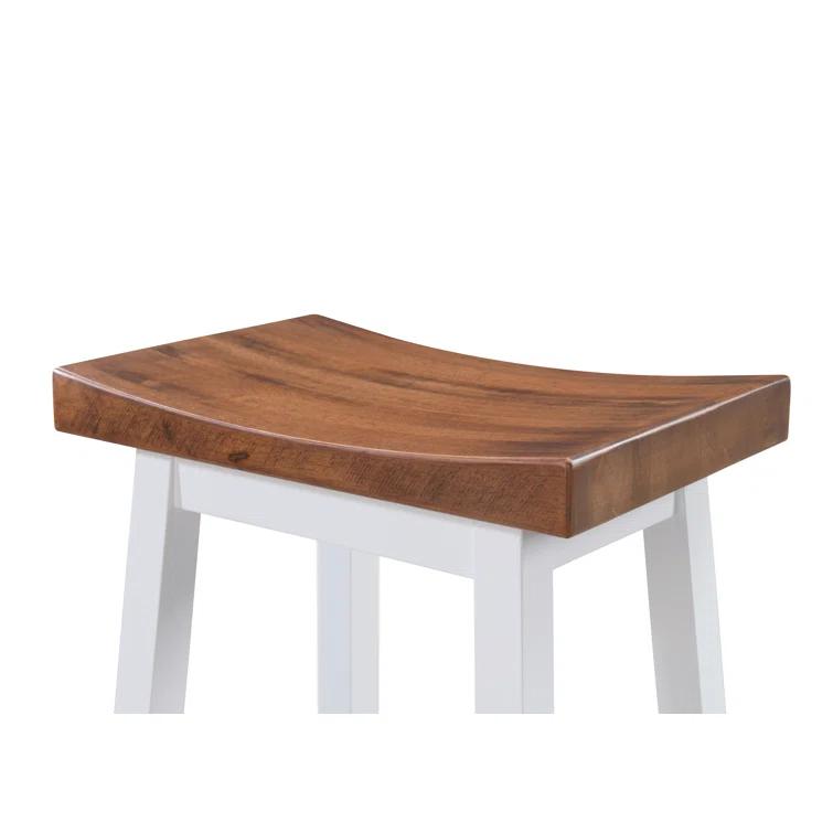 LuXeo Lakewood Solid Wood Saddle Barstool (Set of 2)
