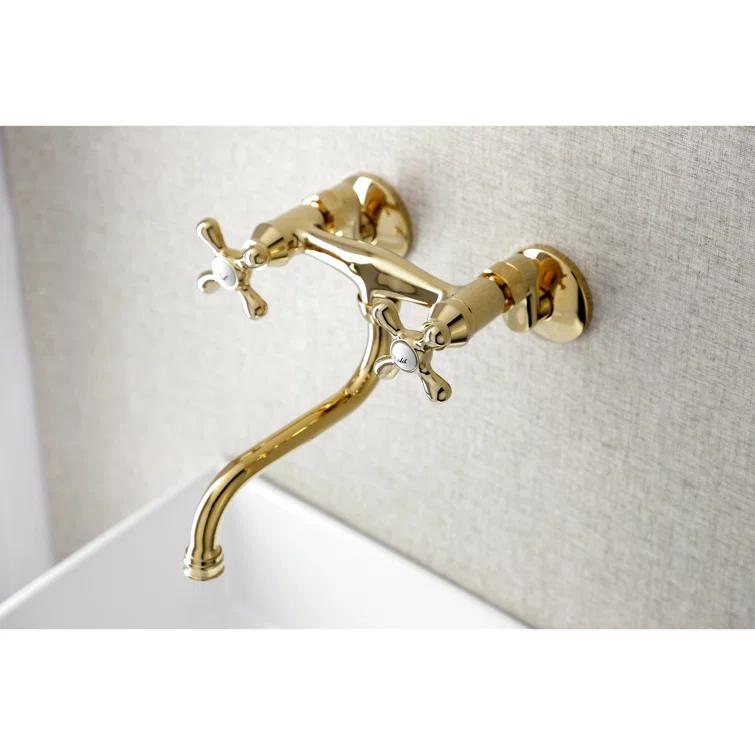 Kingston Brass KS216C Kingston Brass Kingston Two-Handle 2-Hole Wall Mount Bathroom Faucet