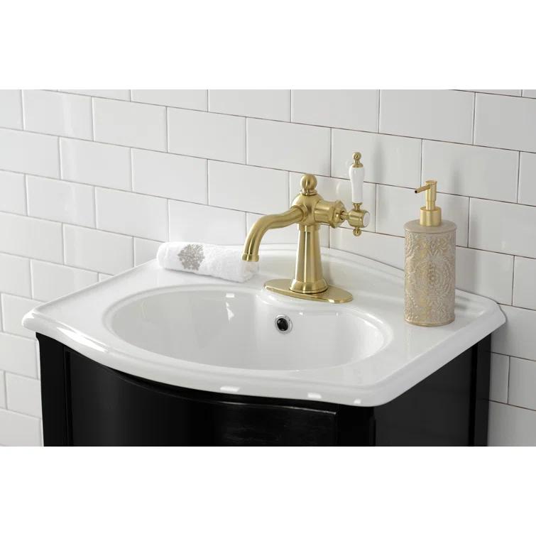 Kingston Brass KSD154KLBB Kingston Brass Nautical Single-Handle 1-Hole Deck Mount Bathroom Faucet with Push Pop-Up and Deck Plate