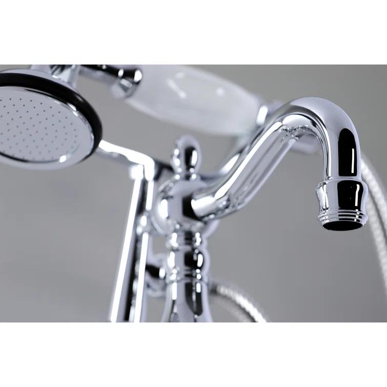 Kingston Brass Vintage Three-Handle 2-Hole Deck Mount Clawfoot Tub Faucet with Hand Shower