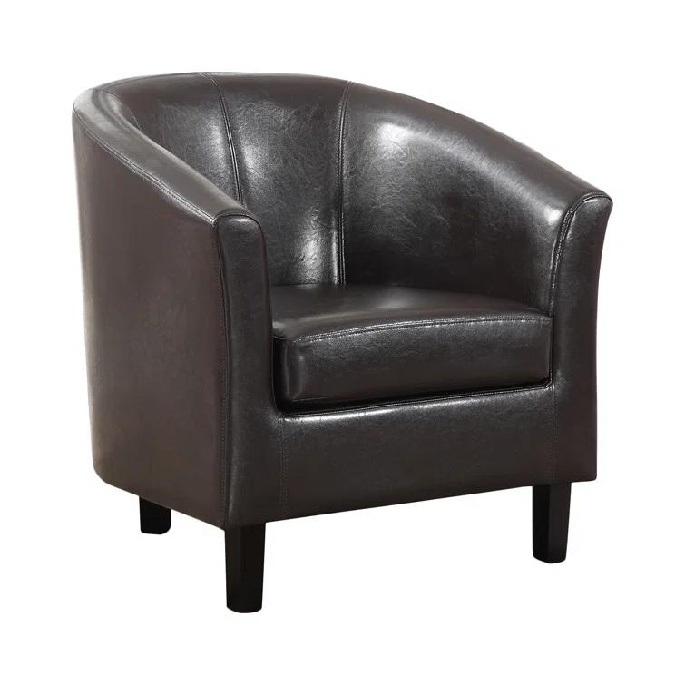 Simpli Home Austin 30"W Upholstered Vegan Faux Leather Contemporary Tub Accent Chair with High Arms and Deep Seat
