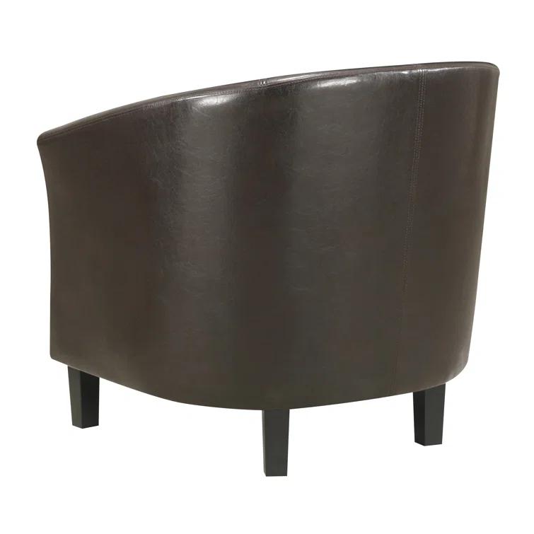 Simpli Home Austin 30"W Upholstered Vegan Faux Leather Contemporary Tub Accent Chair with High Arms and Deep Seat