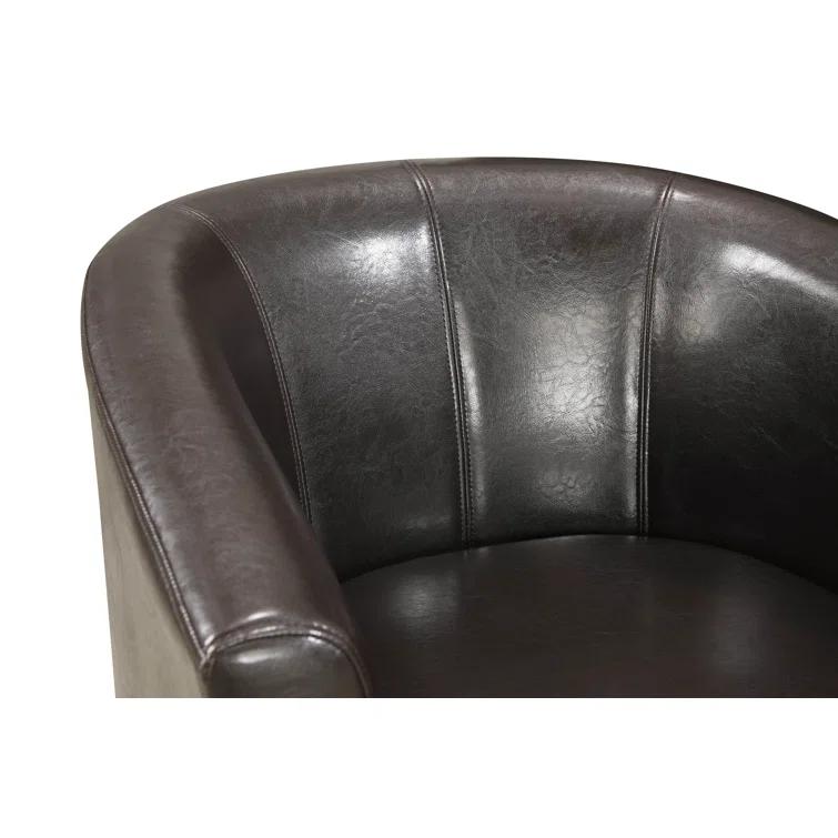 Simpli Home Austin 30"W Upholstered Vegan Faux Leather Contemporary Tub Accent Chair with High Arms and Deep Seat