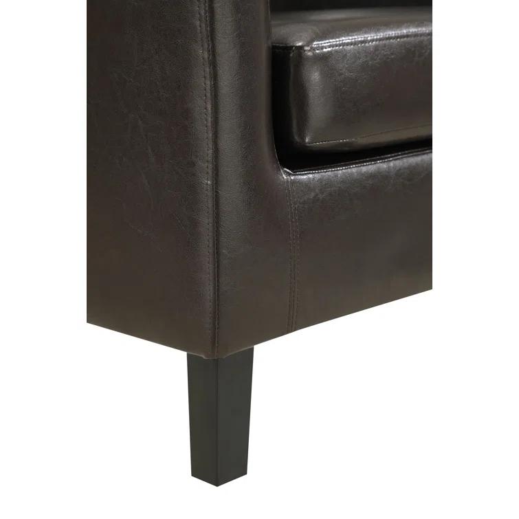 Simpli Home Austin 30"W Upholstered Vegan Faux Leather Contemporary Tub Accent Chair with High Arms and Deep Seat