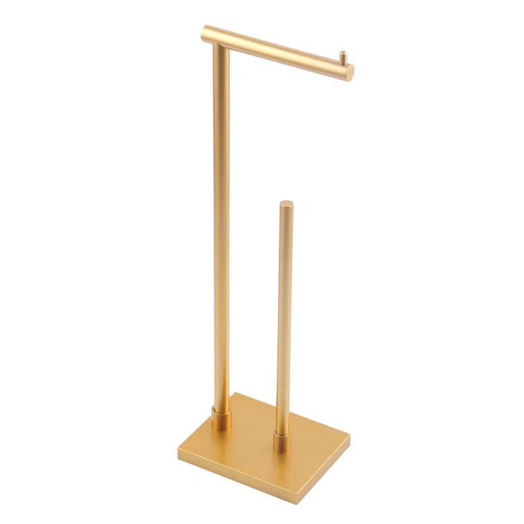 Freestanding Stainless Steel Toilet Paper Holder With Extra Storage, Modern Design, Rustproof, Easy Installation