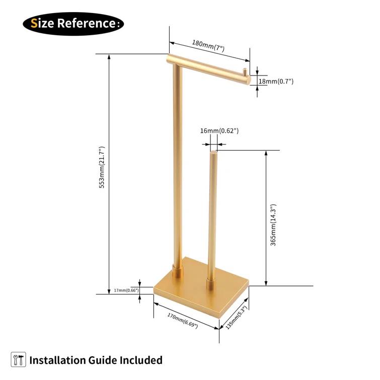 Freestanding Stainless Steel Toilet Paper Holder With Extra Storage, Modern Design, Rustproof, Easy Installation
