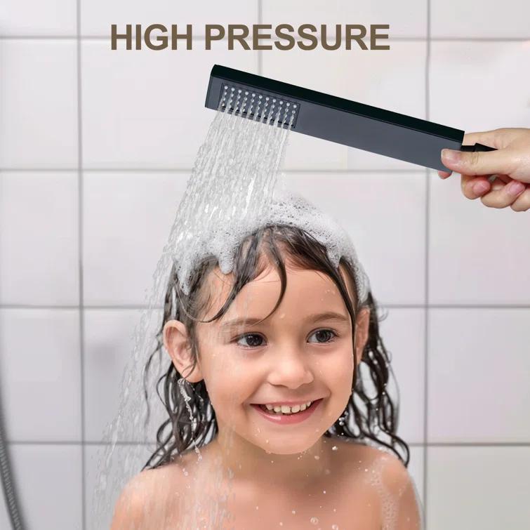3-Function LED Light Thermostatic Rainfall Shower System with 6 Body Jets and Rough-in Valve