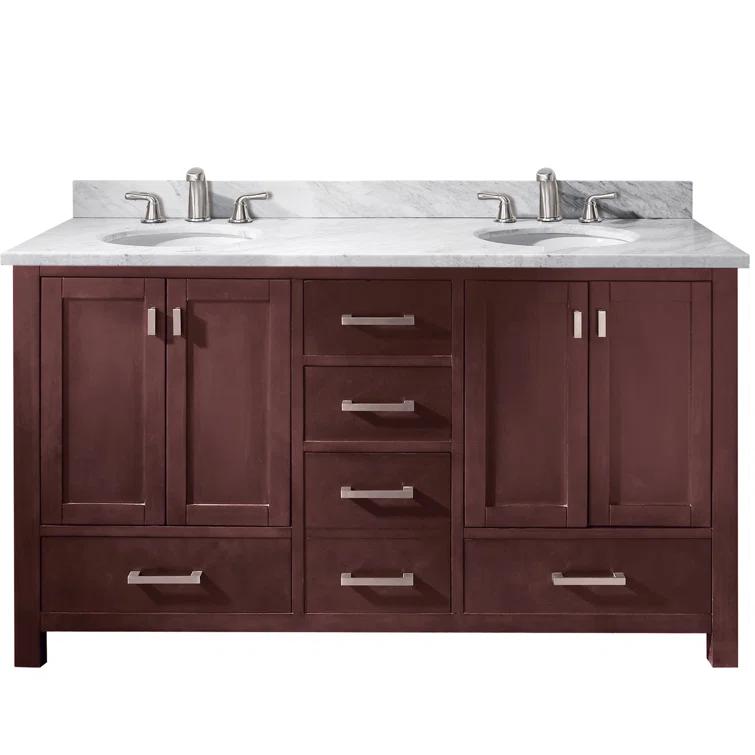 White Double Vanity with Cala White Marble Top