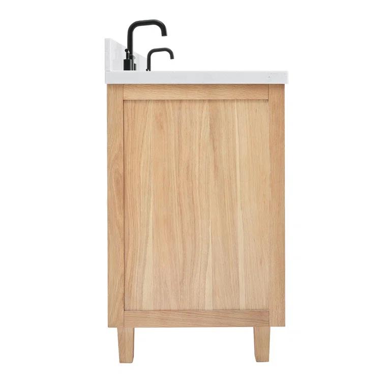 Ariel Bath Ariel Monrow 60 Inch Double Oval Sink Bathroom Vanity With Carrara Quartz Countertop