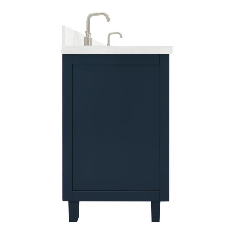 Ariel Monrow 66 Inch Double Oval Sink Bathroom Vanity With Carrara White Quartz Countertop