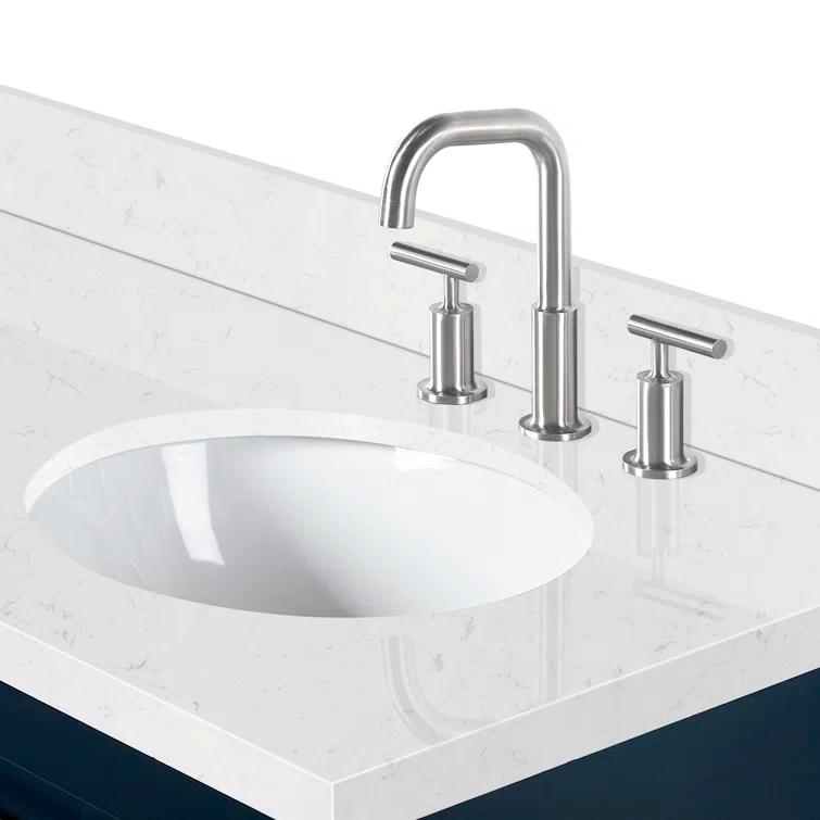 Ariel Monrow 66 Inch Double Oval Sink Bathroom Vanity With Carrara White Quartz Countertop