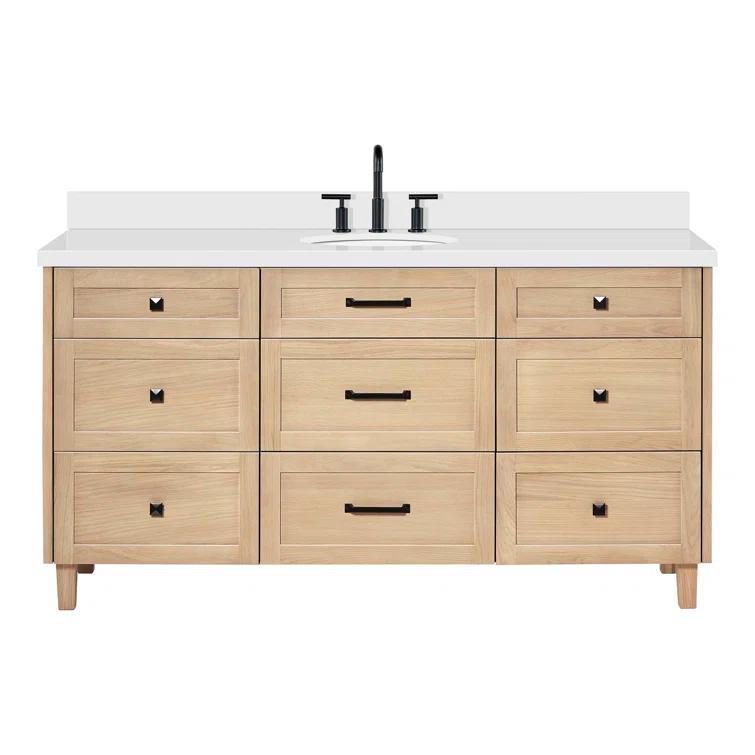 Ariel Bath Ariel Monrow 67 Inch Single Oval Sink Bathroom Vanity With Pure White Quartz Countertop