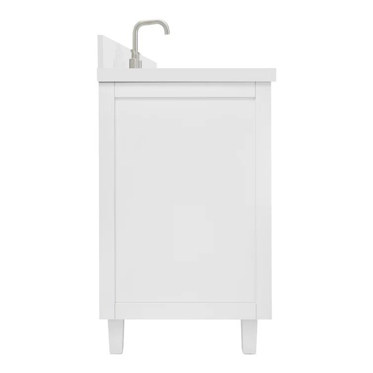 Ariel Monroe 67 Inch Single Rectangular Sink Bathroom Vanity With Pure White Quartz Countertop